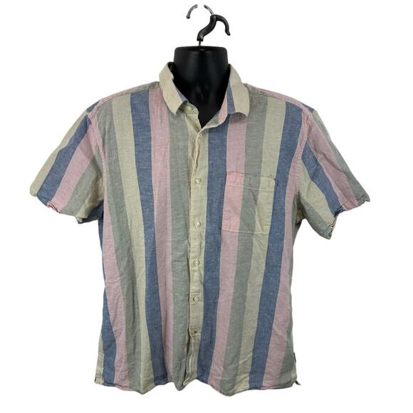 Barbour Linen Blend Multicolor Stripe Shirt Size US Medium Lightweight Summer - Picture 1 of 13